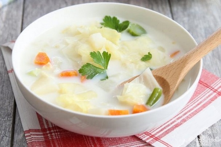 овощной молочный суп с горошком